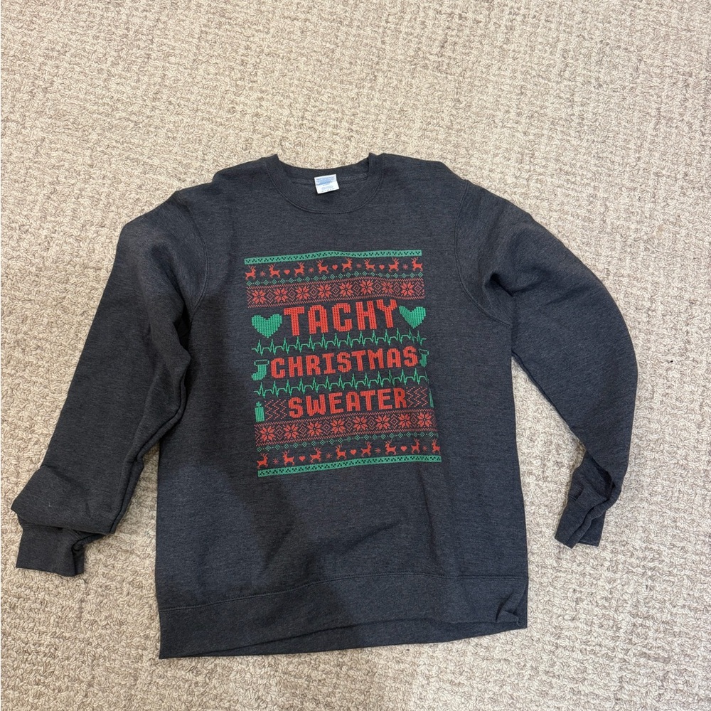 Nurse Tacky Christmas Sweater in Gray